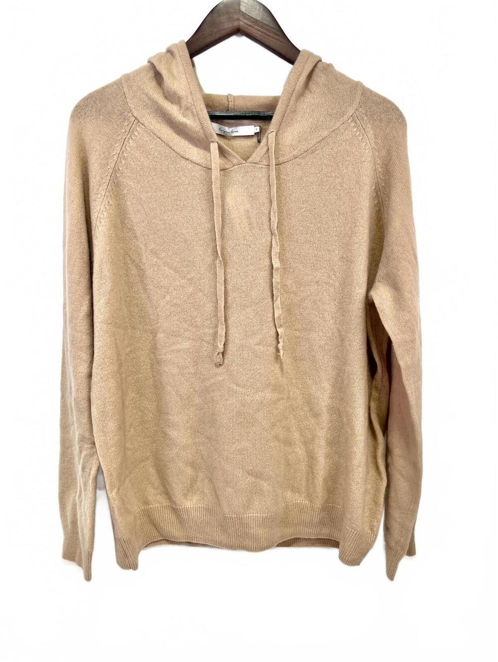 Harper Lane Montgomery Hooded Cashmere Pullover Sweater Tan XL